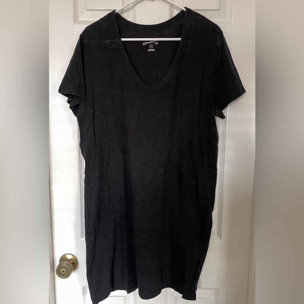 Casual Black V-Neck Shirt Dress